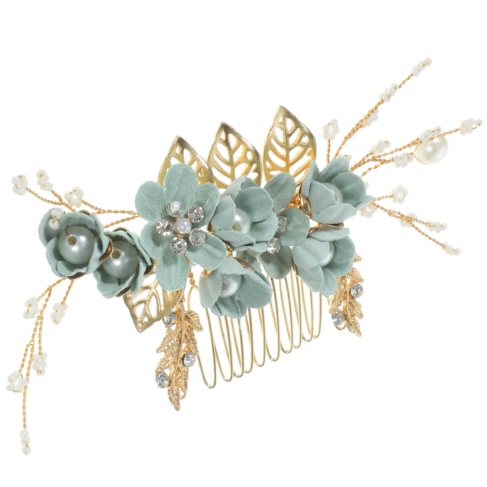 

Bridal Hair Comb Retro Alloy Flower Hair Comb Side Hair Comb Rhinestone Pearl Hair Comb Slide Clip Wedding Party Hair