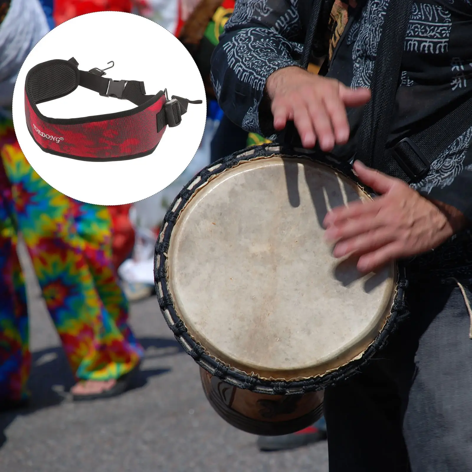 Djembe African Drum Belt Hand Drums for Adults Kids Suspenders Hand Drum Adjustable Strap Percussion Belt Snare TapeSling Child