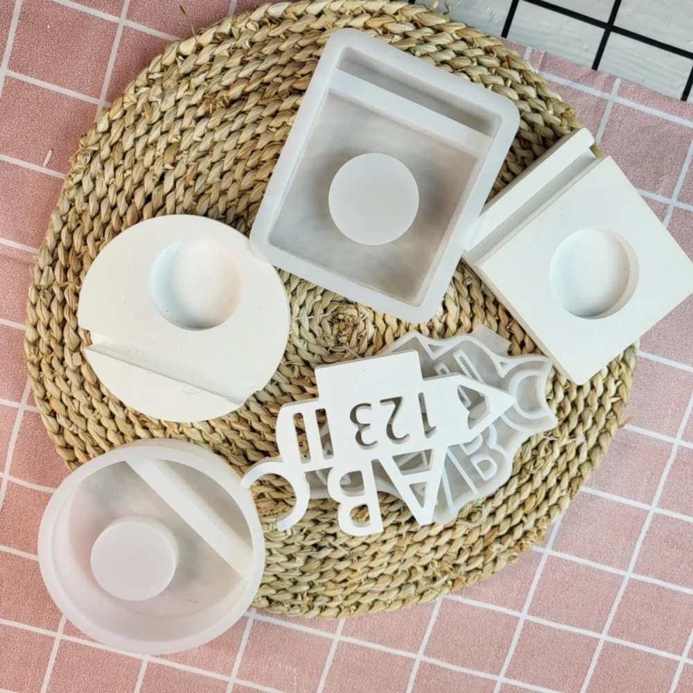 연필 알파벳 플러그인 장식 석고 캔들 거치대 몰드, DIY 시멘트 석고 캔들, 거치대 실리콘 몰드