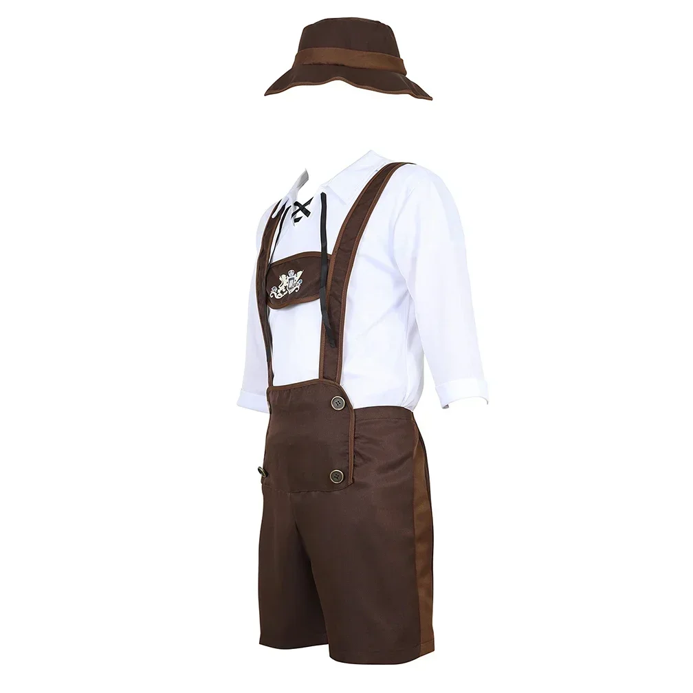 Bavarian Costume Men's Oktoberfest Outfit Lederhosen Mens Costume Beer Fancy Dress Halloween Costumes for Men Cosplay Disguise