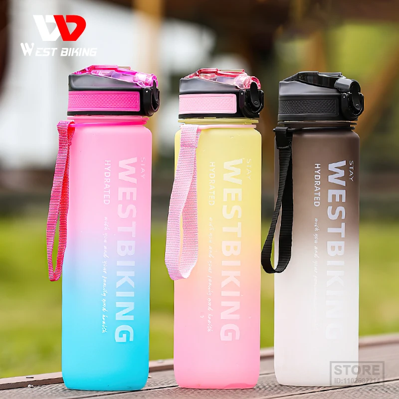 West Biking 1L Sport Water Bottles Per Uomo Donna Gradient Portable Outdoor Road Bike Ciclismo Running Gym Fitness
