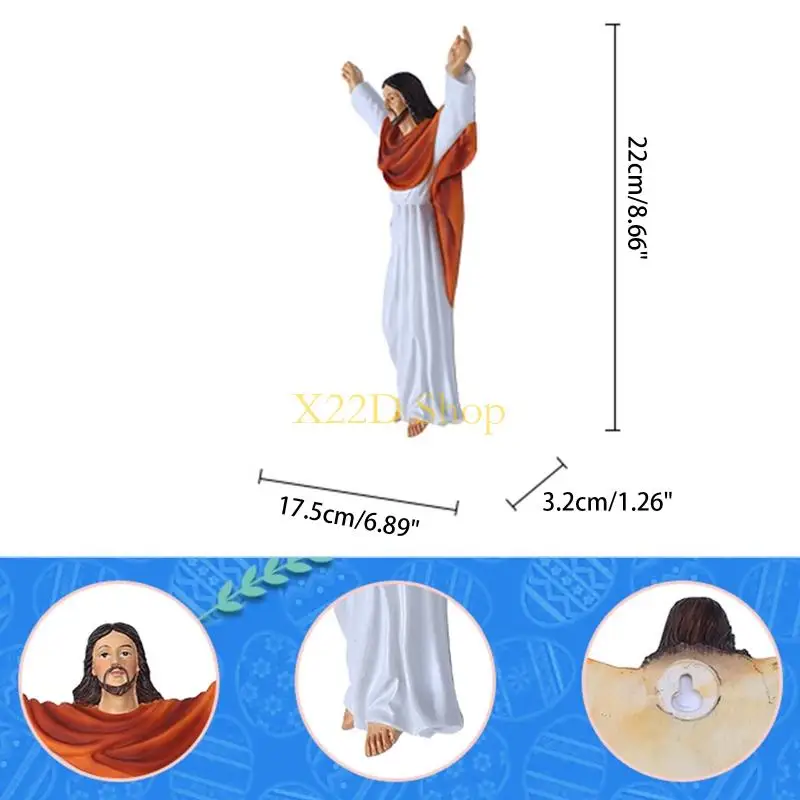 X22D Christian Jesus Figurine Hand Painted Resin Catholic Figure Crafts Ornament