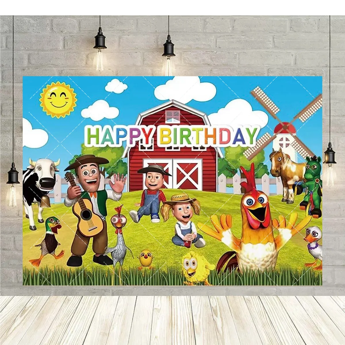 Green Grass Farm Party Decoration Backdrop for Kids' Birthday or Baby Shower