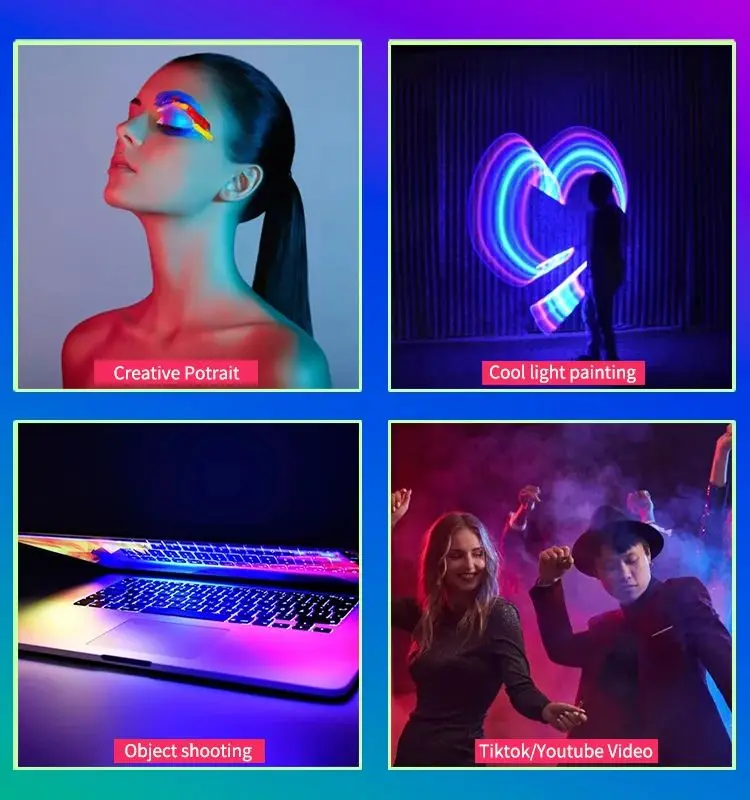 Luxceo-rgb Led Fotografia Luz Handheld Video Tube Bateria Recarregável Studio Photo Lamp Youtube Tiktok 3000k6000k Q508a - Image 4