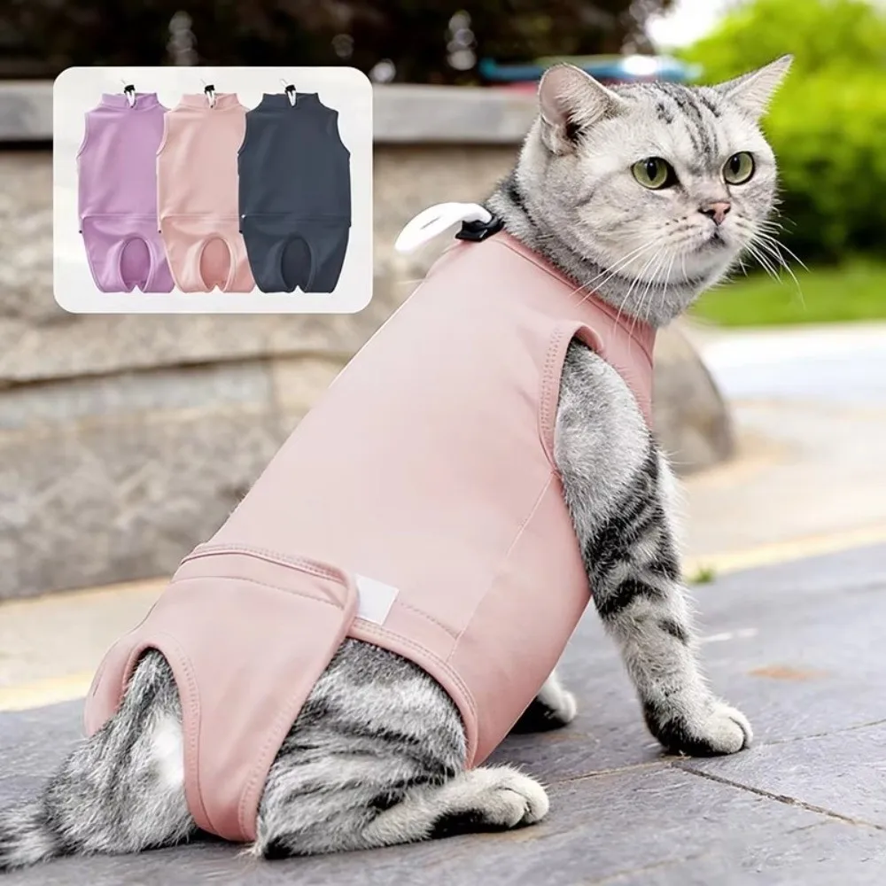 탄력 있는 고양이 회복복 조절 가능 세탁 가능 애완동물 중성화복 부드럽고 통기성 있는 보호용 애완동물 진정복