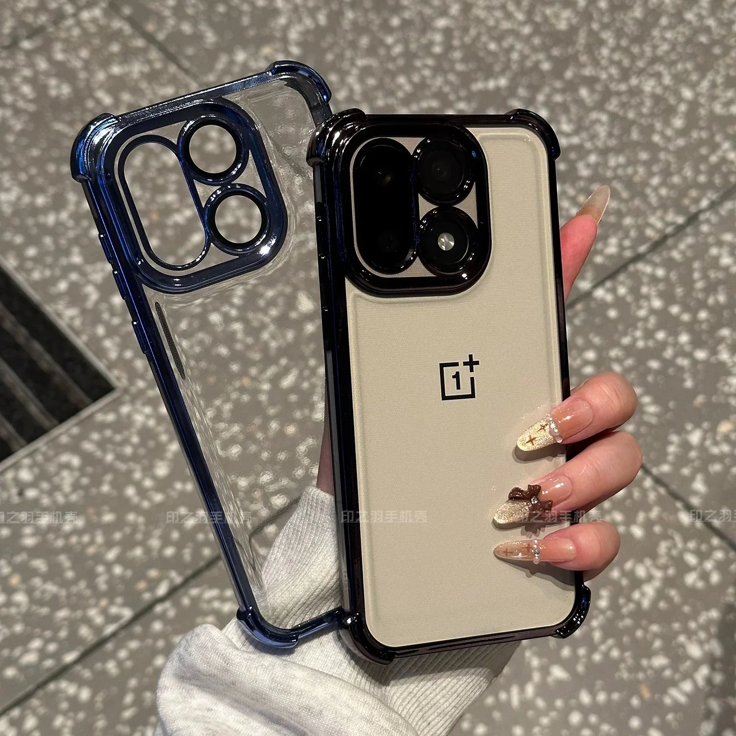 Luxury Plating Shockproof Soft Silicone Transparent Back Cover with Camera Lens Protection