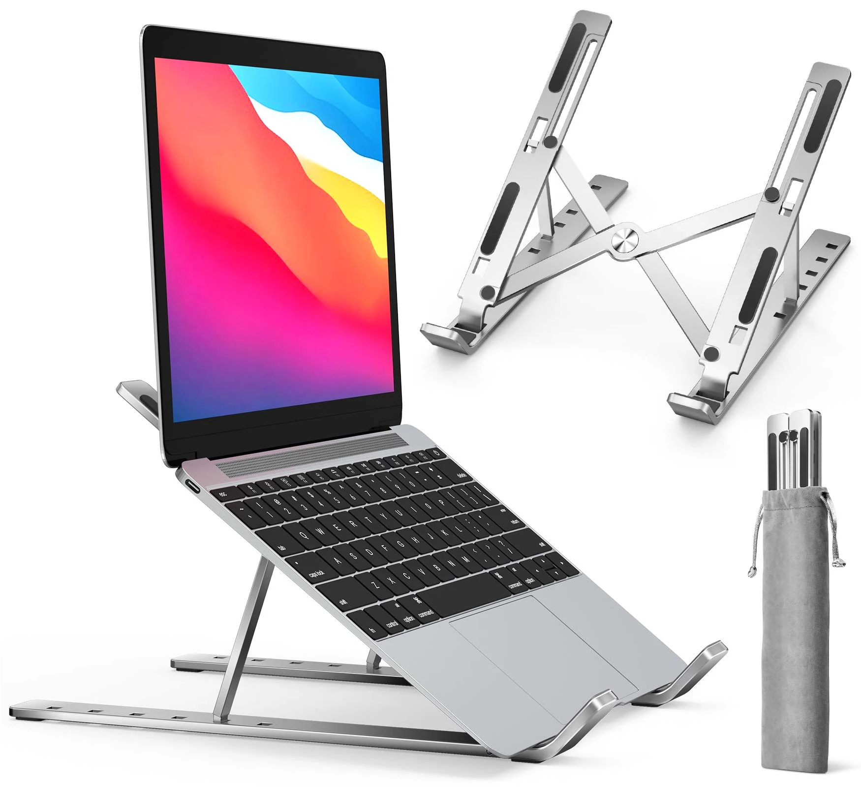 

Laptop Stand Computer Stand Aluminum Adjustable Laptop Riser Notebook Holder Stand Compatible with MacBook iPad 15.6" Laptops