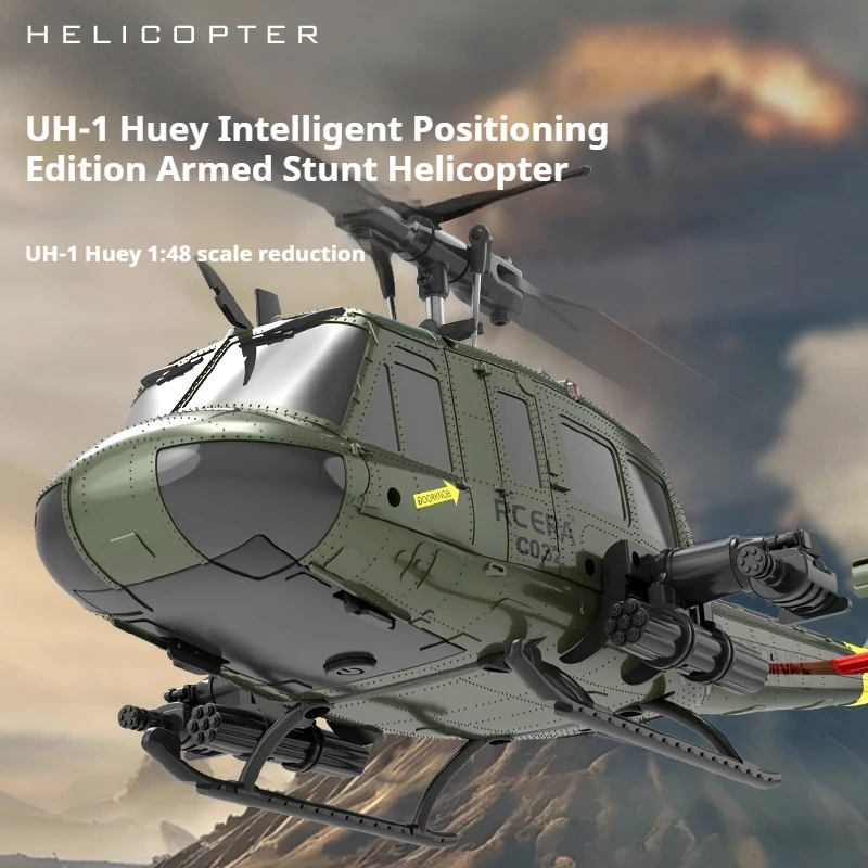 Uh-1 C032 Rc 헬리콥터 2.4g 6축 자이로스코프 6채널 고도 유지 광학 흐름 브러시리스 원격 조종 헬리콥터 장난감 성인 선물