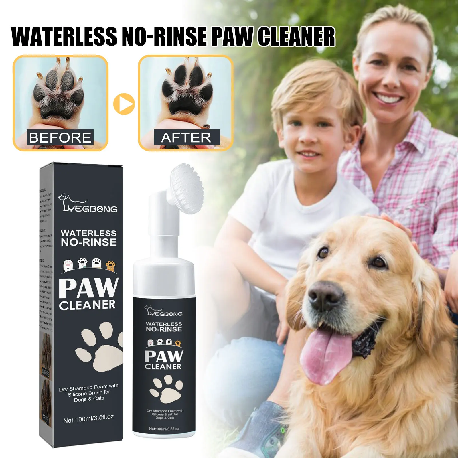 Yegbong Pet Paw Cleaner, Dog Cat Paw Deep Cleansing Foot Pad Care Agent