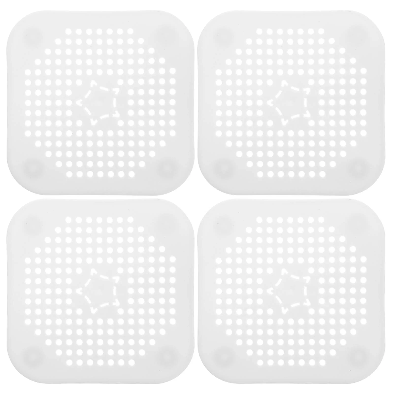 

Floor Drain Hair Catcher Square Kitchen Sink Anti-clog Silicone Pad (white) 4pcs Bathroom Cover