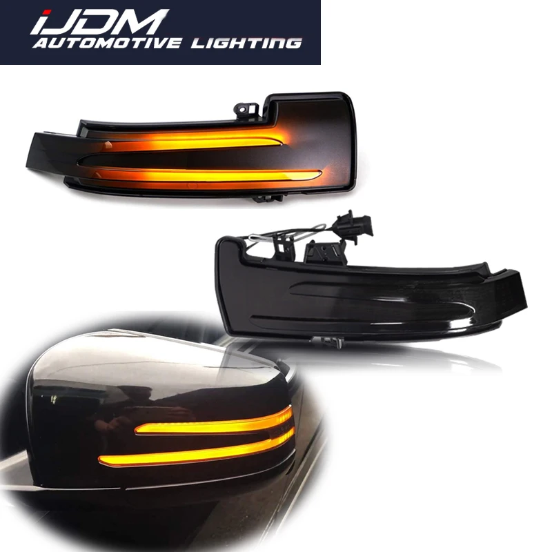 

For Mercedes-Benz C E S CLA Class CLS GLK Smoked Lens Dual-color LED Front Side Mirror Lights DRL Sequential Turn Signal Lights