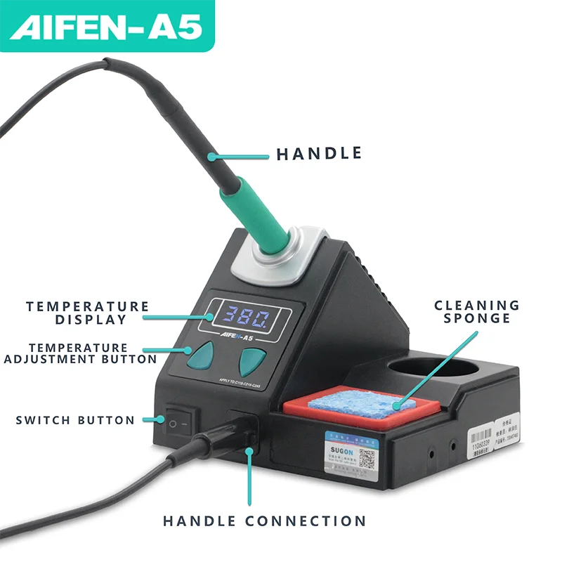 AIFEN A5 Soldering Station Compatible JBC Soldering Iron Tips C210/C245/C115 Handle Lead-free Electronic Welding Rework Station 5