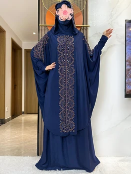 New Two Piece Set Solid Jilbab Prayer Muslim Abaya Set Women Prayer Garment Dress Hijab Long Khimar Skirt Sets Islamic Ramadan