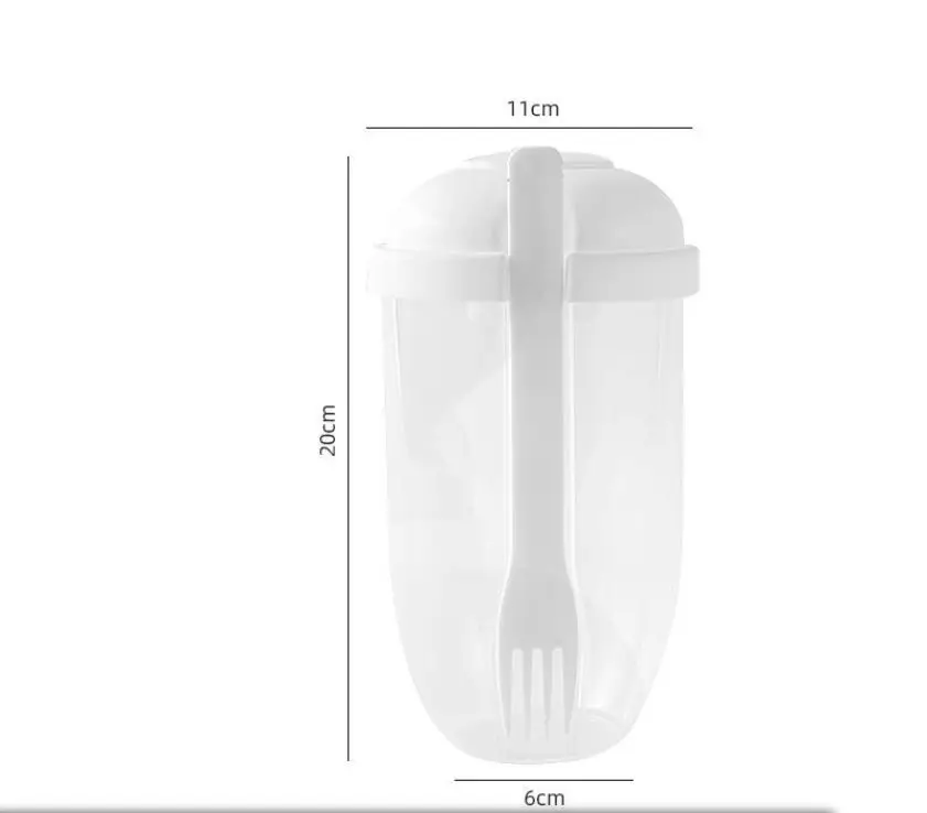 כוס סלט טרי עם מכסה ומזלג לארוחת צהריים, שייקר לבישת סלט לארוחת בוקר ניידת וג'יטה