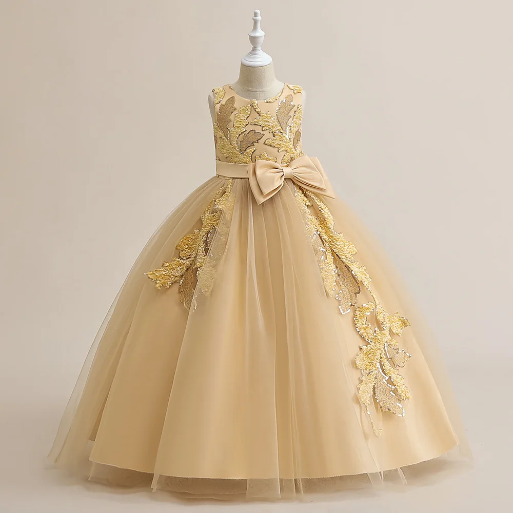 

New Flower Girl Princess Dress Mesh Fluffy Skirt Piano Performance Dress Little Girl Children's Dress