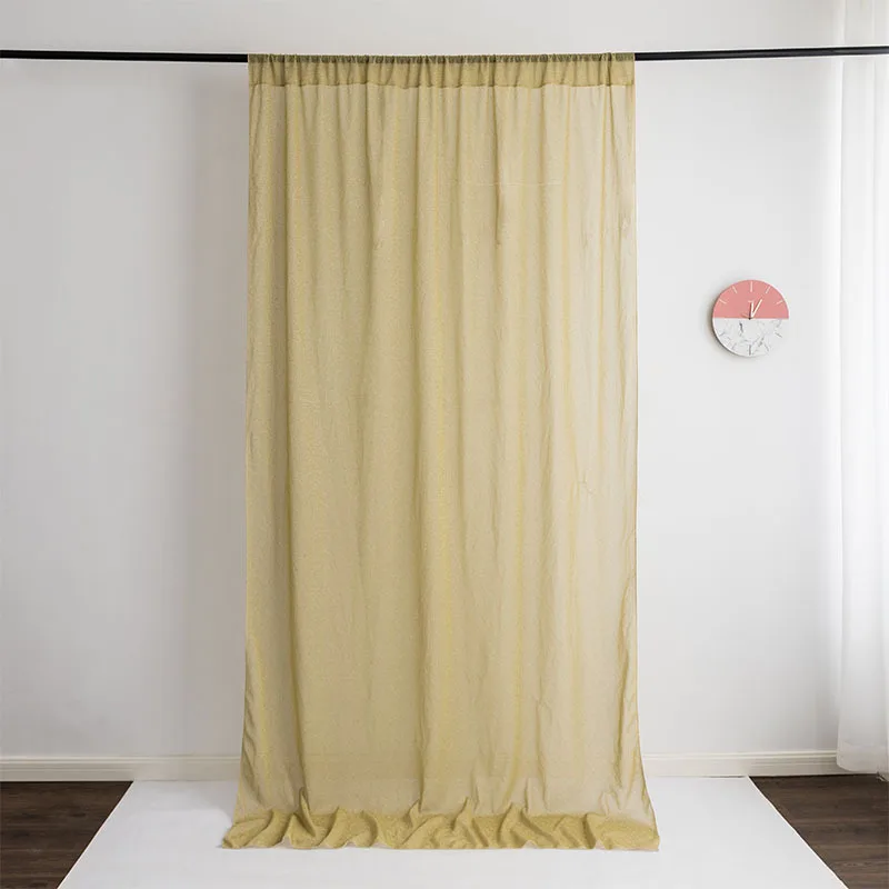 

2PCS Polyester Gold Finished Curtain Solid Backdrop Curtains For Wedding Hotel Party Event Decoration Background Fabrics Shiny