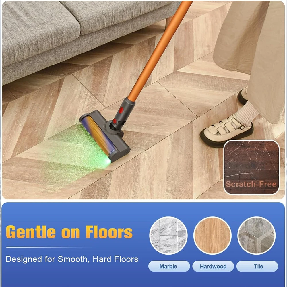Vacuum Cleaner Nozzle For Dyson V7 V8 V10 V11 V15 Floor Nozzle Brush Head with LED Illuminates Hidden Dust Good for Hard Floors
