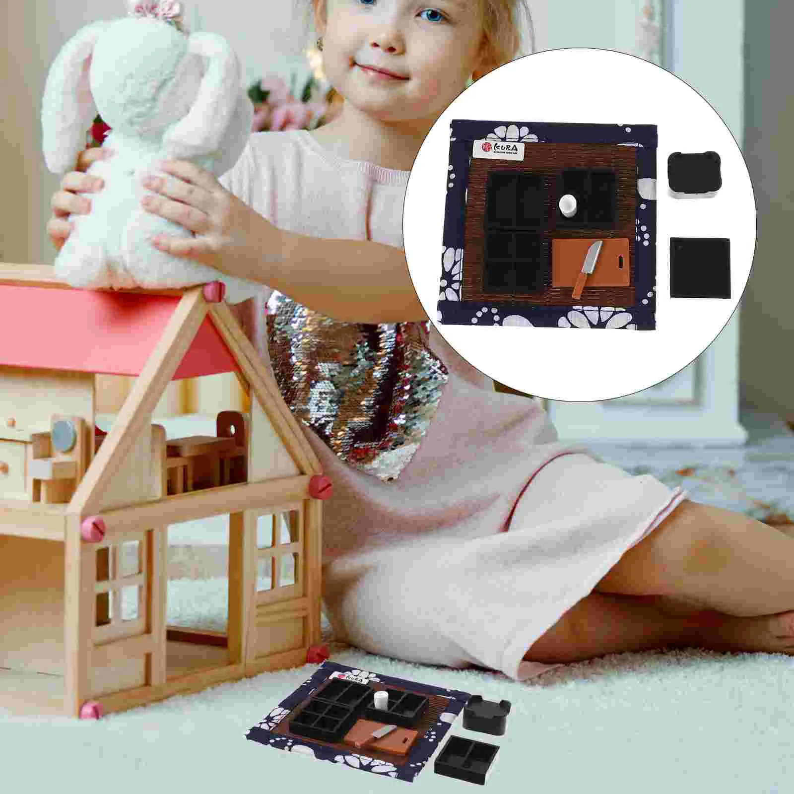 

10 Pcs Bento Mat Decor Mini House Supply Miniature Ornament Resin Sushi Plate Model Food Micro Scene Layout