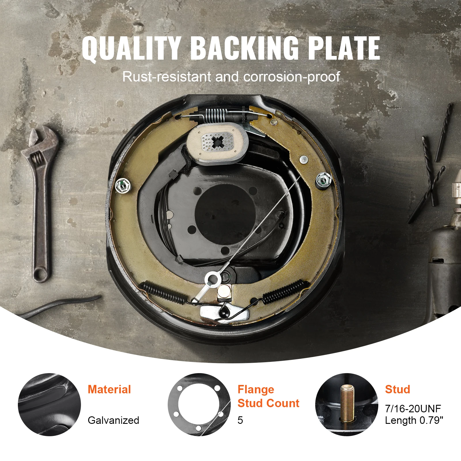SucceBuy Electric Trailer Brake Assembly 12"x2" 2 Pairs Self-Adjusting Electric Brakes Kit for 7000 pounds Axle 5-Hole Mounting