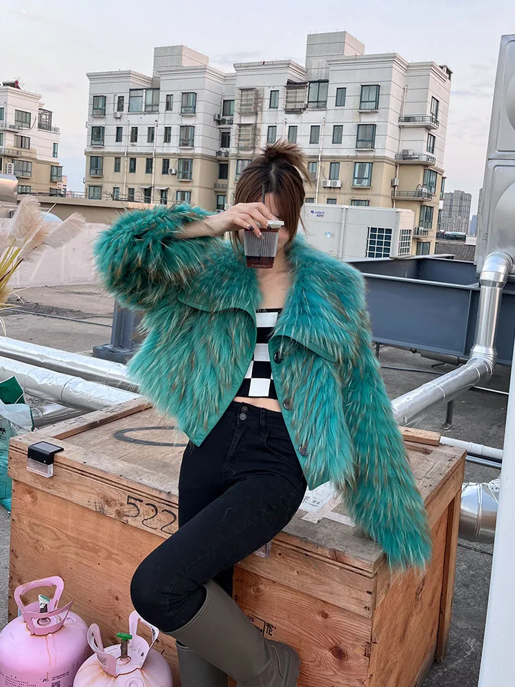 

High fashion Ladies large lapal collar real fox fur jackets Female natural fox fur coats outerwear