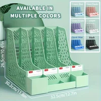 4 Packs Plastic Desk Organizer File Folder, Desktop Magazine Holder, Office File Sorter Rack, Vertical File Dividers 1