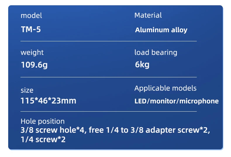 Description Picture 5 of itemBEXIN TM-5 Articulating Magic Arm with Dual Ball Head for Tripod Phone Clip 1/4" Screw for LED Light LCD Monitor Microphone