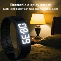 Bracelet intelligent LED numérique étanche, horloge intelligente, podomètre de course, moniteur d'activité, alarme vibrante, rappel, HT30 4