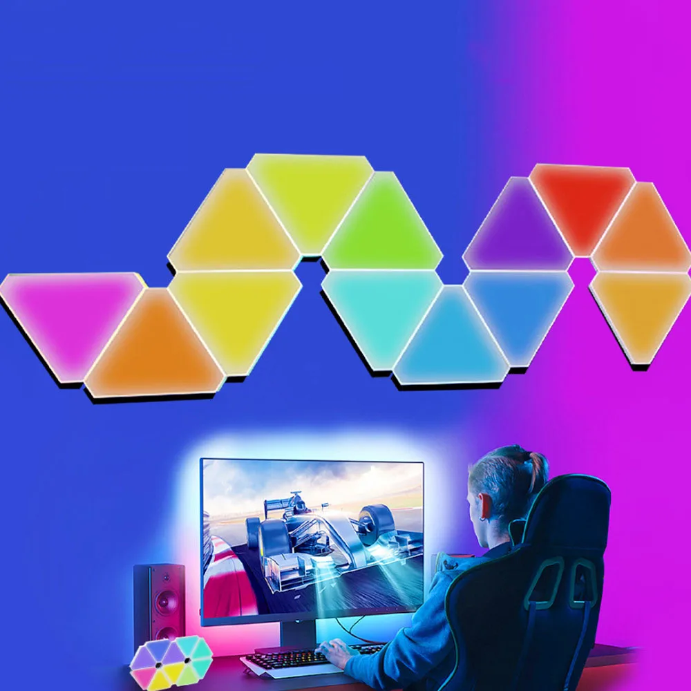 RGB WIFI APP Bluetooth LED Triangle Indoor Atmosphere Wall Lamps For Computer Game Bedroom Decoration DIY Quantum Night Light