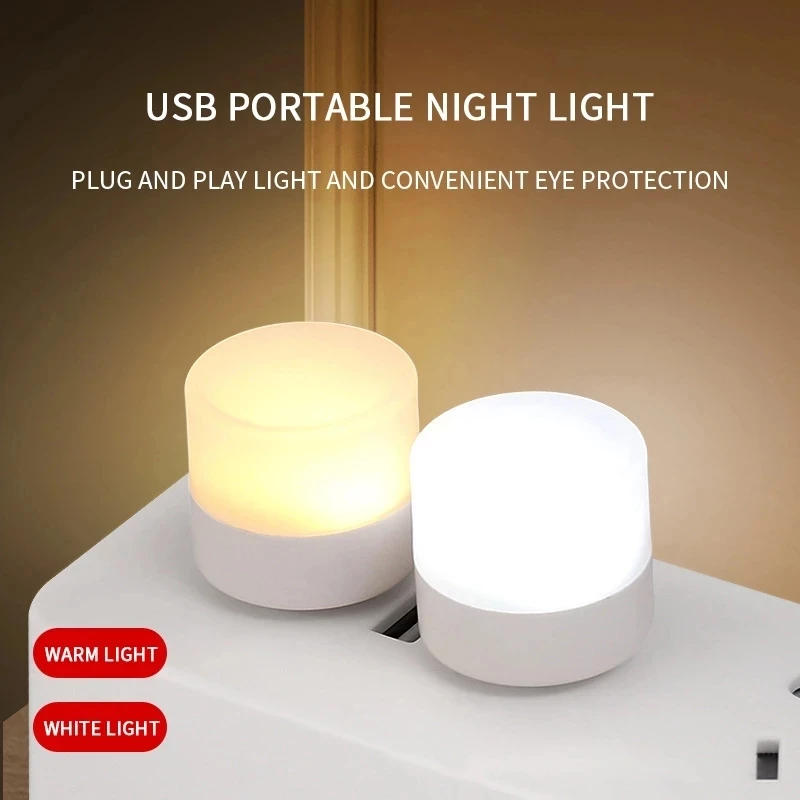 Mini USB Night Light Warm White Eye Protection Book Reading Light USB Plug Computer Mobile Power Charging LED Night Lamp 10pcs mini night light led lamp