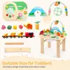 Toddler Activity Table Wood Train Track Educational Montessori Toys Bead Maze Fishing Game Sensory Play Infant Gift 5