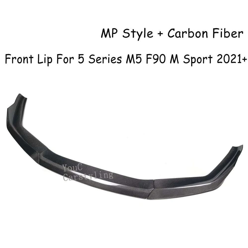 Real Carbon Fiber Front Lip Splitters for BMW 5 Series F90 M5 LCI + Front Bumper M Sport Guard 3Pcs/Set