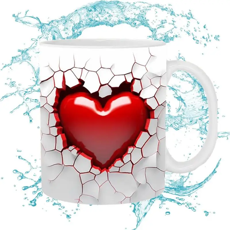 

3D керамические кружки на День святого Валентина, плоские окрашенные новые кофейные Симпатичные кружки с сердцем, керамические подарки на день святого Валентина для кофе, молока, чая