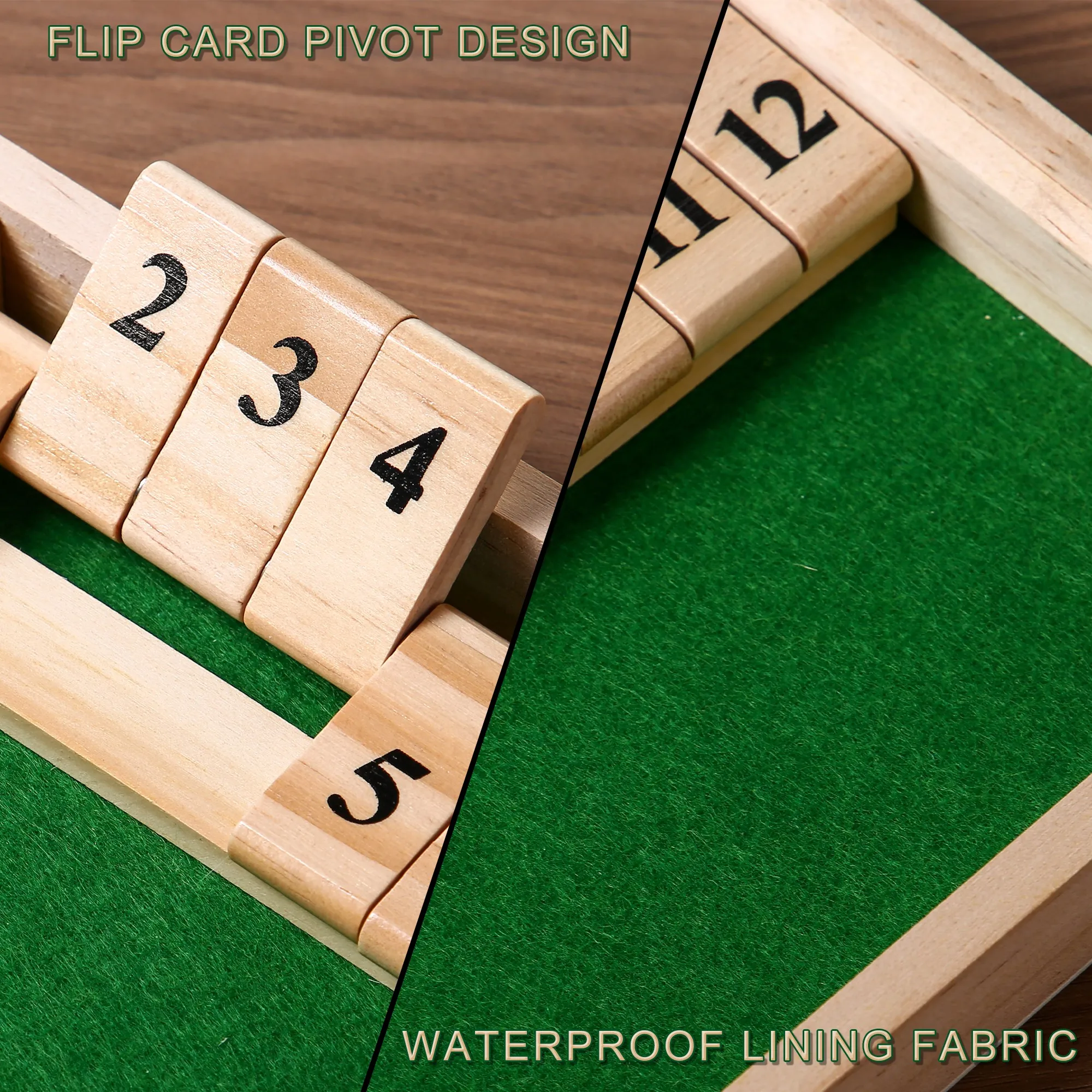 Chiluxendo Shut the Box Game 2 Giocatori, the Box Classico Gioco da Tavolo In Legno, Gioco Dadi Matematica con 9 Numeri, Calcolo Dei Numeri Wooden Board Game con 2 Dadi