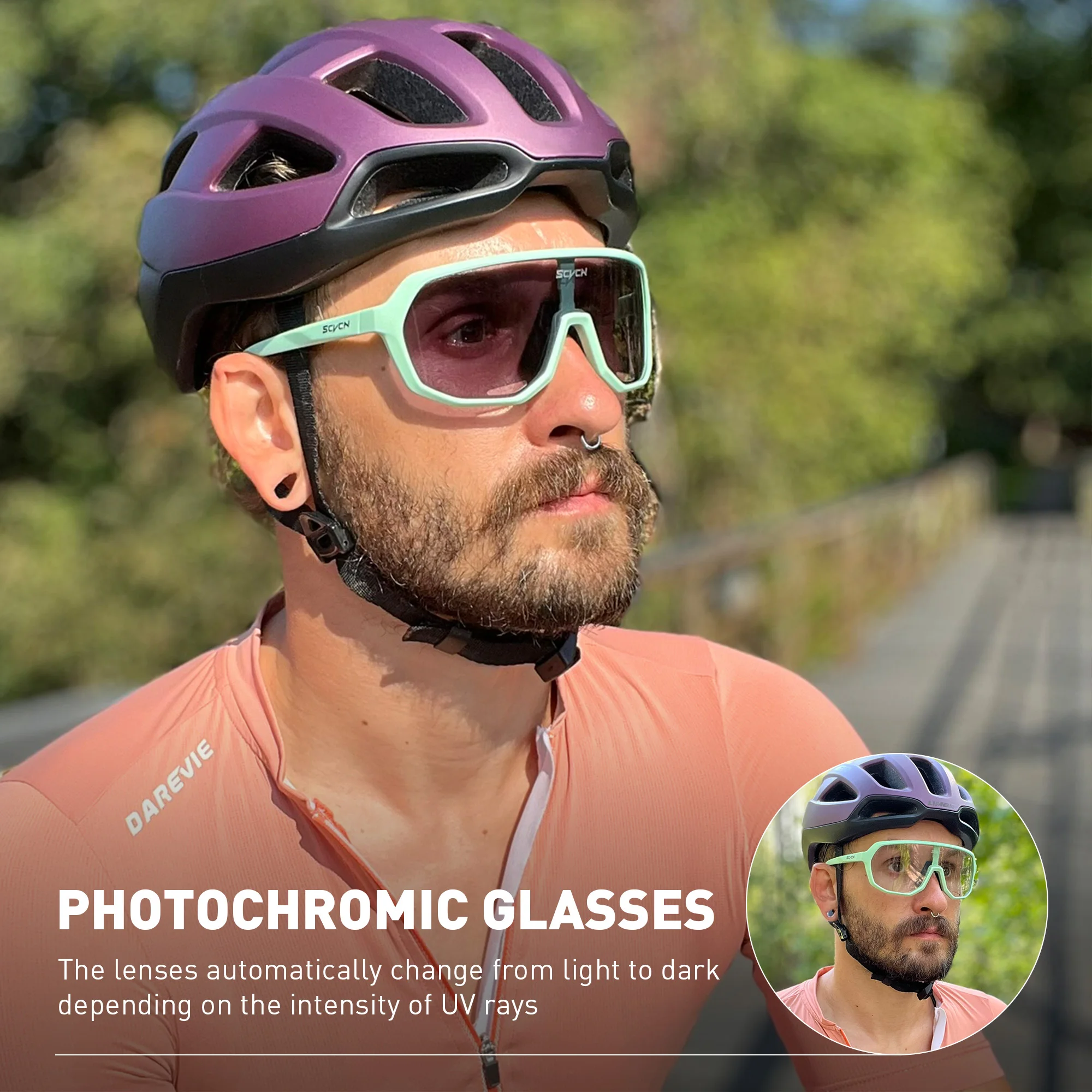 SCVCN Photochromic Glasses Cycling Sunglasses for Women Sports Running MTB Biking Eyewear Men Road Mountain Bike Bicycle Goggles