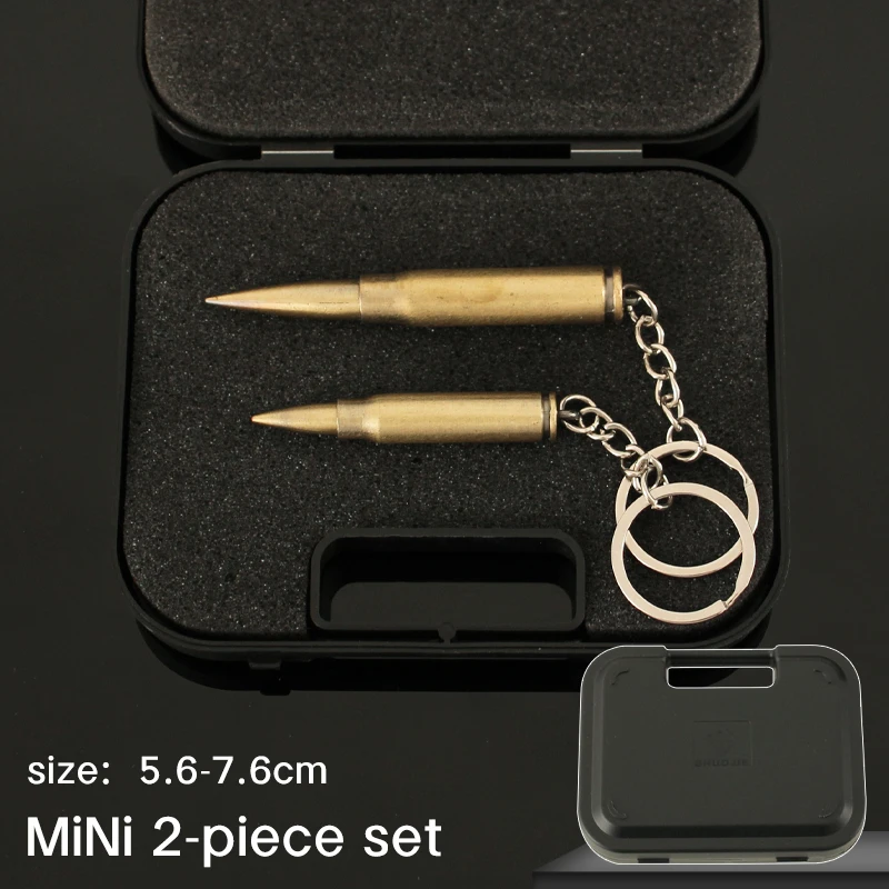 Gift Box Two Piece Set Metal Gun Keychain PUBG AK 47 Glock Mini RPK Grenade Launcher AWM AKM Weapon Model Pistol Pendant Toy 4
