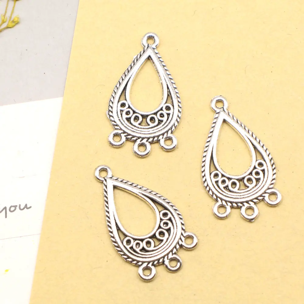 

Винтажные серьги-подвески в виде капель воды, 15 х28 мм, 10 шт.