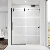 Frameless Shower Door Glass 56 To 60'' W X 76'' H,with 3/8" (10mm) Clear SGCC Tempered Glass,Stainless Steel, Glass Shower Door 1
