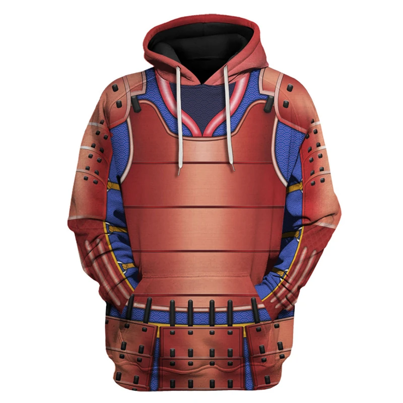 thumbnail image 1 of Sudadera con capucha con estampado 3D de armadura samurái por todas partes para hombre, ropa informal de manga larga, sudadera de alta calidad, ropa superior con capucha, 1 of 4