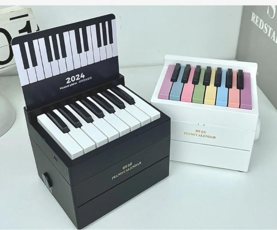 

2024 Mini Piano Desk Calendar Playable Jay Chou 52 World Famous Songs Desktop Ornament Room Decor Music Birthday Idea Gifts