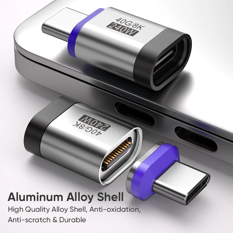 High-Power Magnetic USB-C to USB-C Fast Charge Adapter with USB4.0 and 8K Support