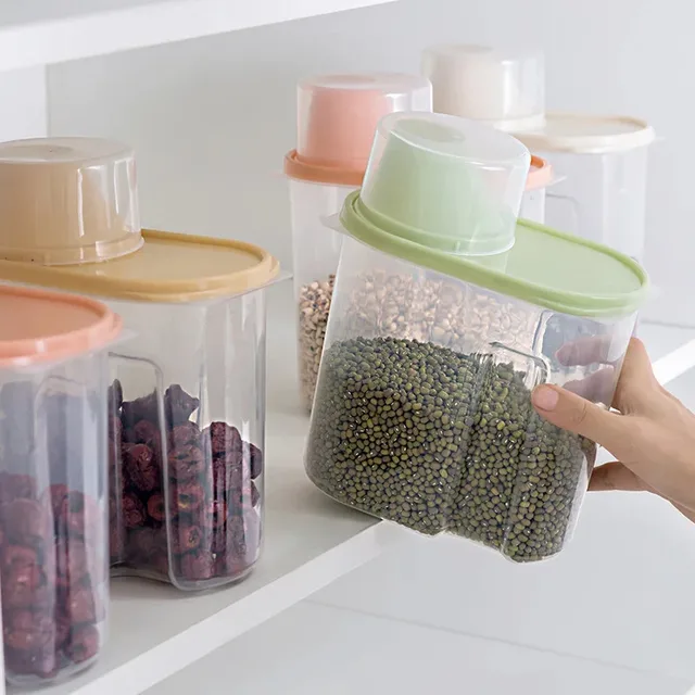 Transparent Pet Food Storage Container with Measuring Cup - Airtight Jar for Dog Cat Dry Food & Treats, Multi - Use Sealed 3