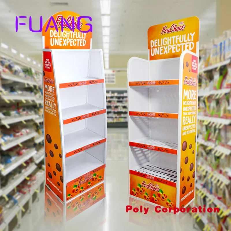 Custom  Custom Printing Supermarket Cardboard Potato Chip bread biscuits nuts food snacks candy retail Floor Display Stand rack custom advertising pop up corrugated carton display rack for potato chips snacks custom retail pos cardboard floor display stan