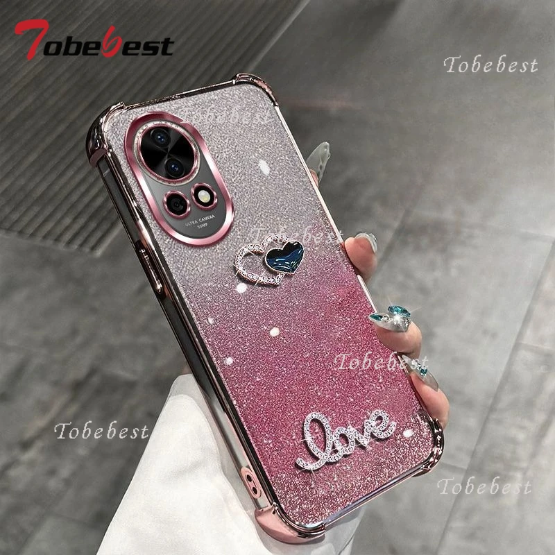 3D Love Shockproof Glitter Plating Silicone Phone Case