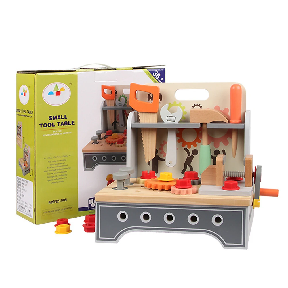 Wooden Tool Bench For Kids Wooden Tools Set STEM Pretend Play Construction Educational Toy Birthday Gifts For Boys Girls