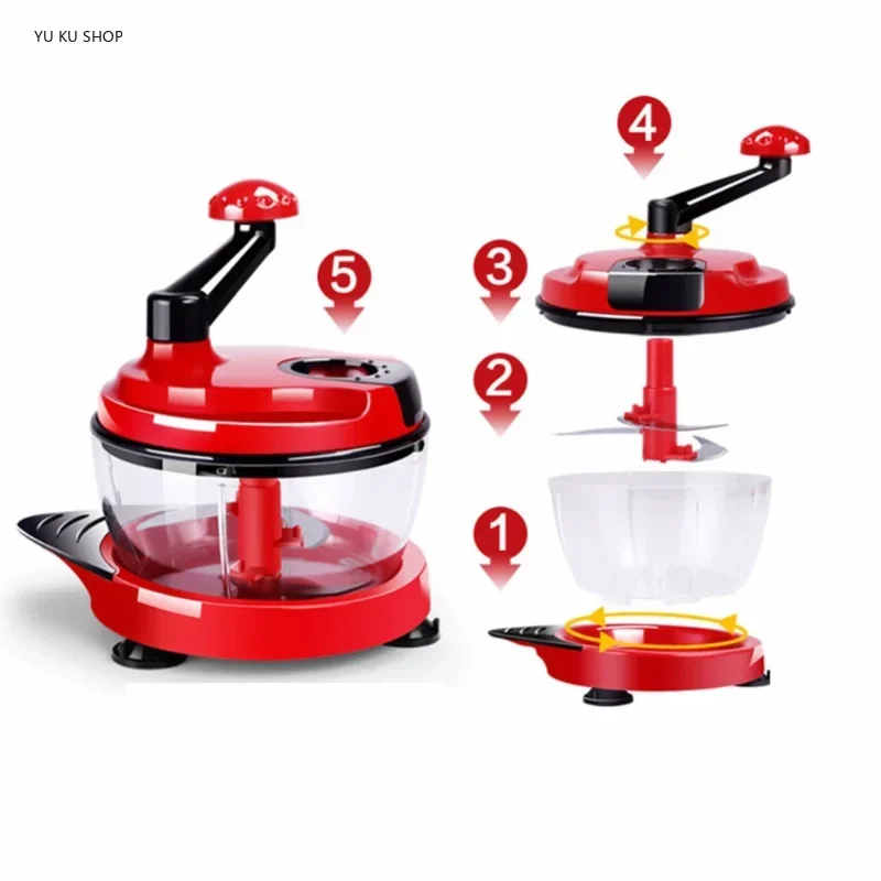 Food Blender Meat Grinder Mixer Food Processor Kitchen Manual Powerful Egg Blender Meat Grinder Vegetable Chopper Shredder Stainless Steel Blade Cutter