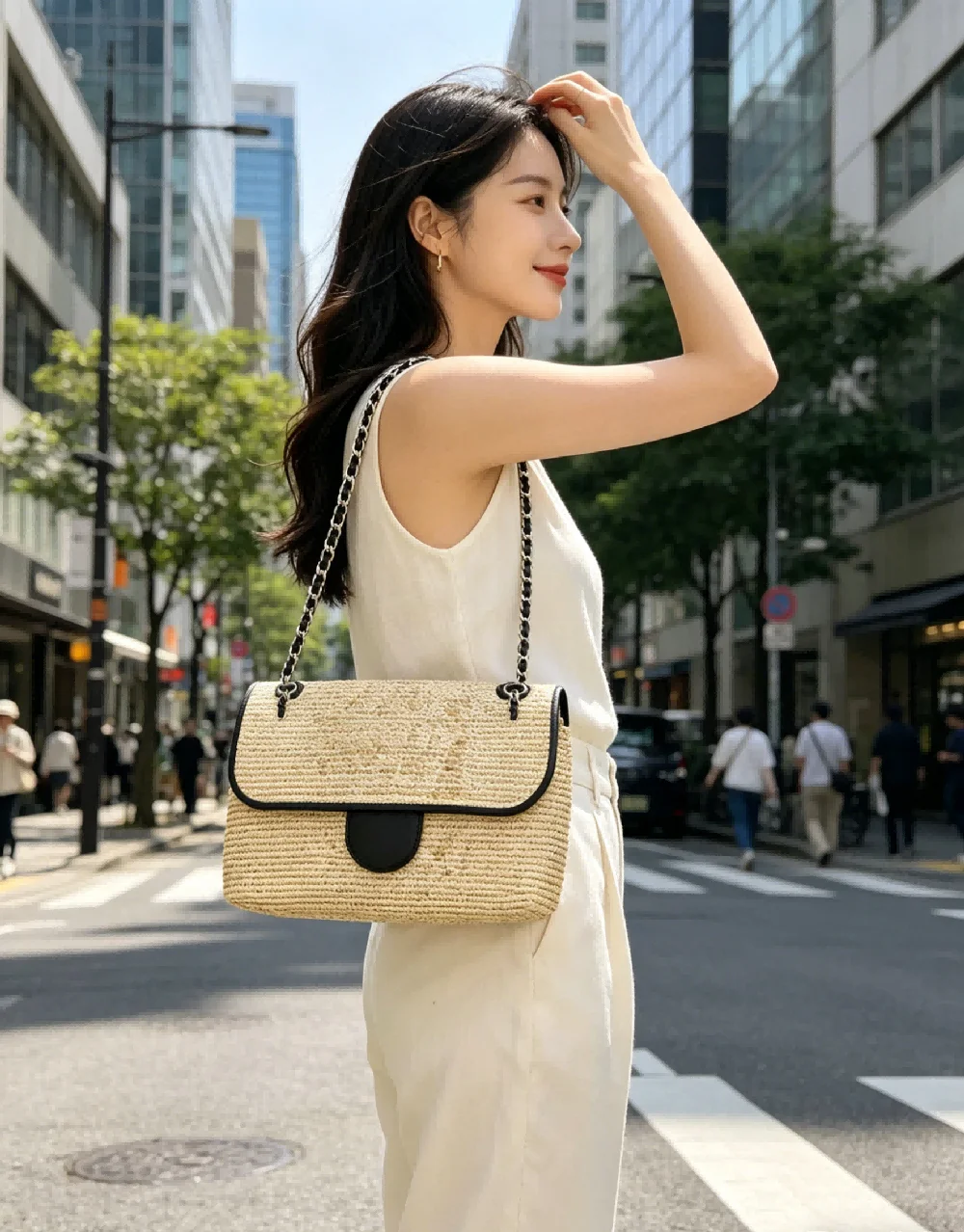 Nuevo Bolso de Mano de Moda para Mujer, Bolso de Paja Tejida de Gran Capacidad, Bolso Tote, Cómodo Bolso Bandolera