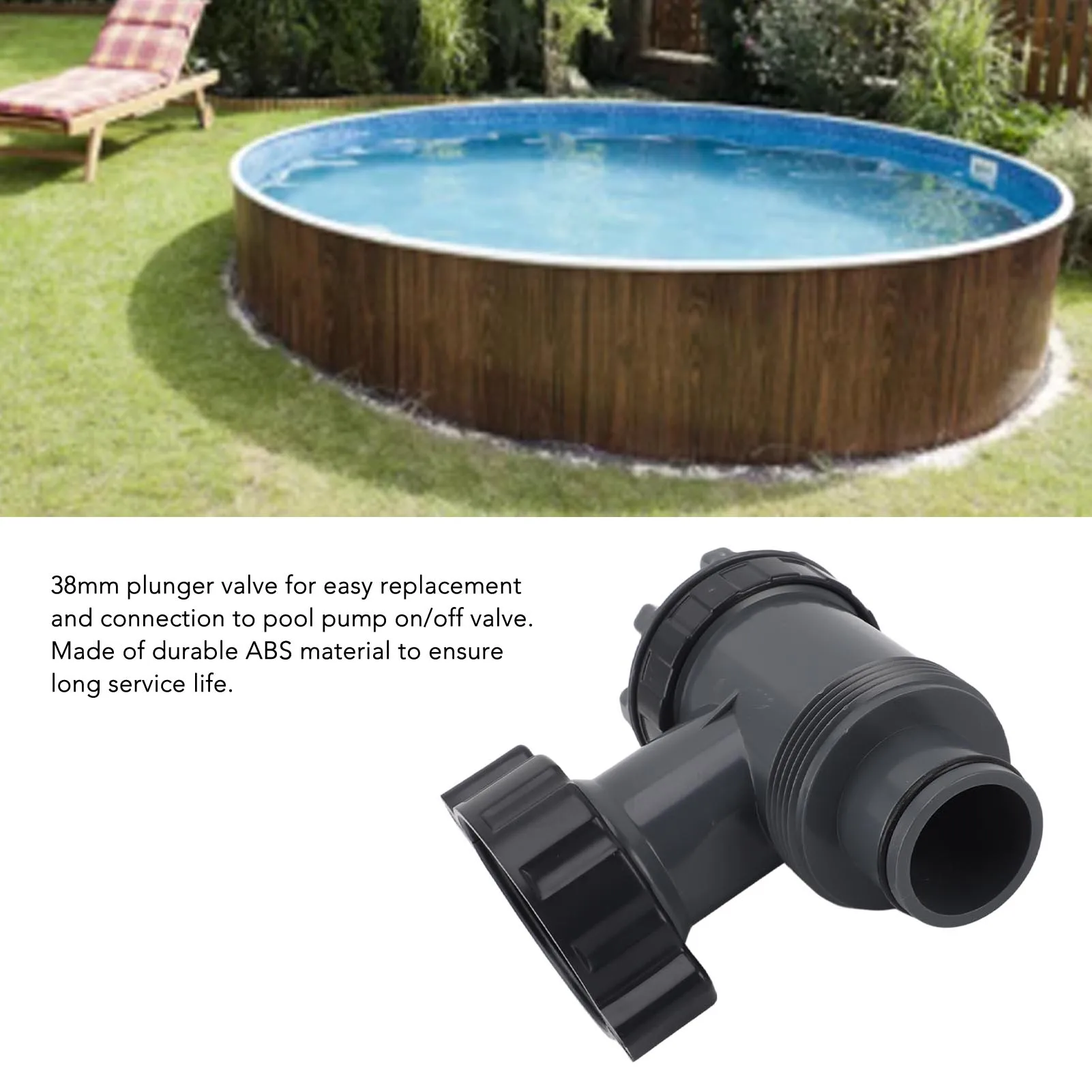 Swimming Pool Plunger Valve 38mm ABS Anti Clogging Efficient On Off Plunger Valves for Replacement Swimming Pool Valve