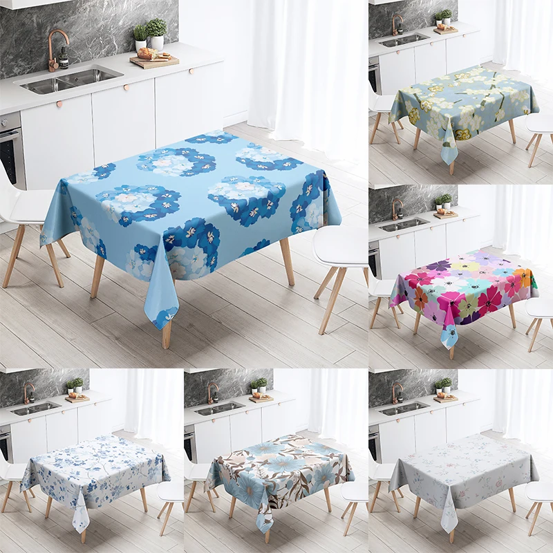 

Colorful Floral Tablecloth Home Decor Stain Resistant Waterproof Table Decoration Rectangular Kitchen Fireplace Tops