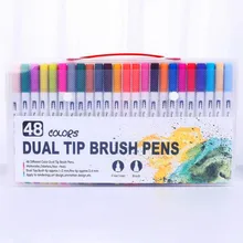 

Dual Tip Watercolor Markers 12/24/36/48/60 Multi Colors Brush Pen Fine Liner Drawing Pen Art Supplies Gift Set
