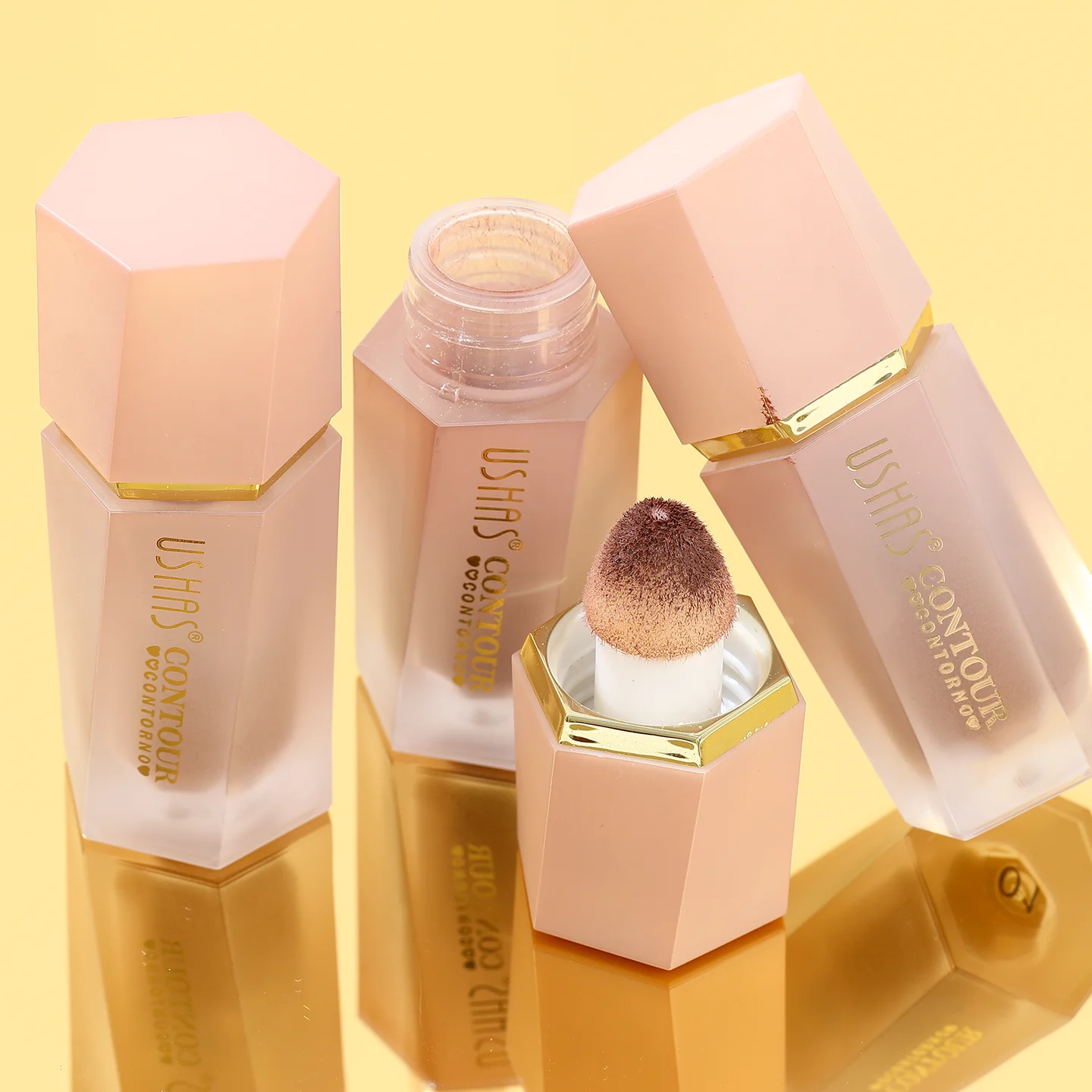 USHAS 3 Color Sponge Head Concealer Long-lasting Moisturizing Foundation Dark Circles Freckles Acne Liquid Concealer Makeup 5